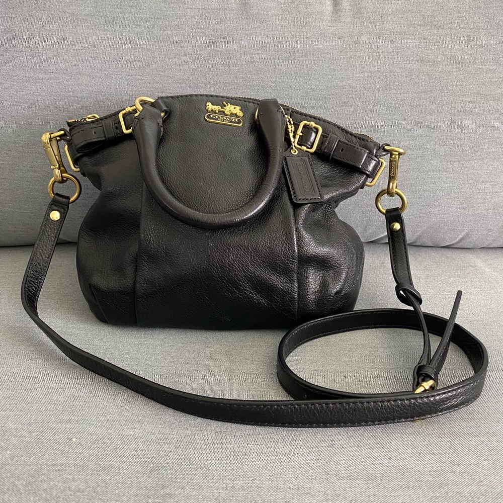 COACH Black crossbody with gold hardware